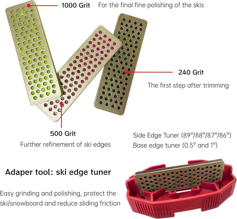 IGOSKI Snowboard Ski Edge Bevel Tuning ski Wax kit Diamonds 3 Pieces Diamond File 240 Grit 500 Grit 1000 Grit for Skier - Image 5